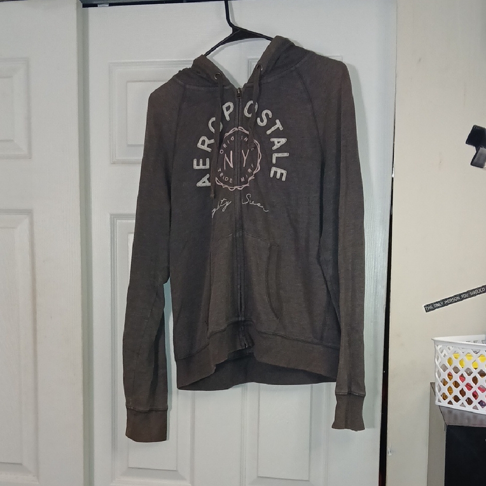 Aeropostale Gray Zip Up Sweater
